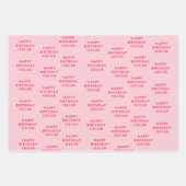 Roze en rode aardbeien verjaardag inpakpapier vel (Voorkant 3)