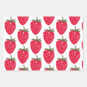 Roze en rode aardbeien verjaardag inpakpapier vel (Voorkant)