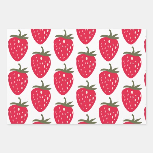 Roze en rode aardbeien verjaardag inpakpapier vel (Voorkant)