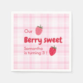 Roze en rode aardbeien verjaardag servet (Voorkant)