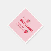 Roze en rode aardbeien verjaardag servet (Hoek)