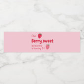 Roze en rode aardbeien verjaardagsfeestje waterfles etiket (Enkel label)