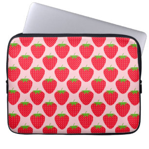 Roze en rode aardbeienpatroon. laptop sleeve