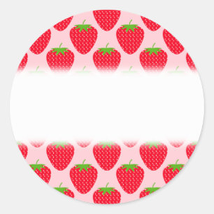Roze en rode aardbeienpatroon. ronde sticker