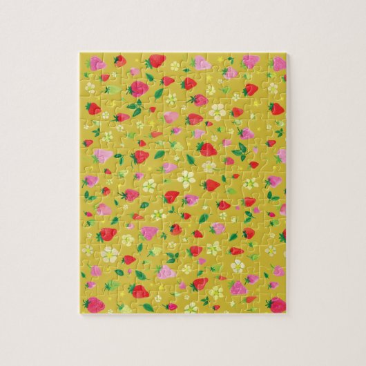Roze en rode aardbeivelden op Chartreuse Legpuzzel (Verticaal)