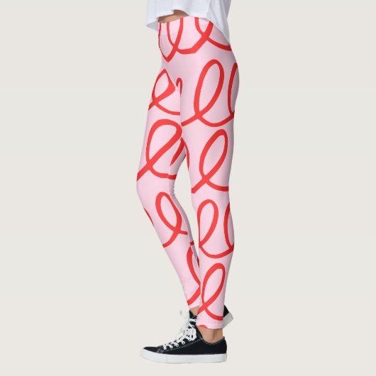 Roze en rode Abstracte Leggings (Links)