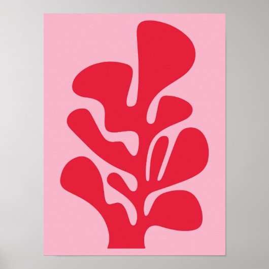 Roze en rode Abstracte Matisse Koraalkust Poster (Voorkant)