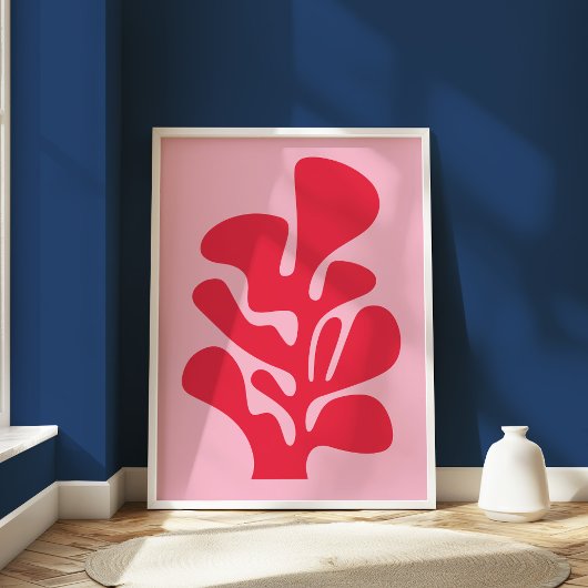 Roze en rode Abstracte Matisse Koraalkust Poster