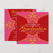 Roze en rode Afstuderen Kaart (Voorkant / Achterkant)