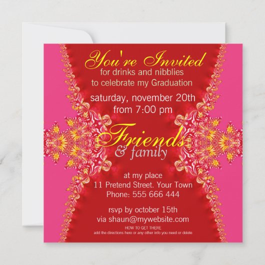 Roze en rode Afstuderen Kaart (Achterkant)