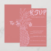 Roze en rode anananasappelstrand RSVP Kaartje (Voorkant / Achterkant)