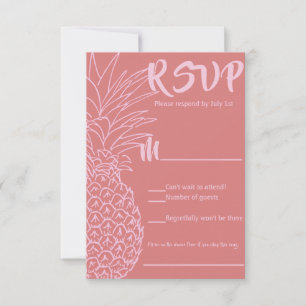 Roze en rode anananasappelstrand RSVP Kaartje
