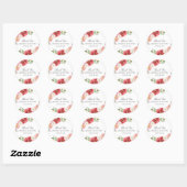 Roze en Rode Aquarel Bloem Dank U Ronde Sticker (Vel)