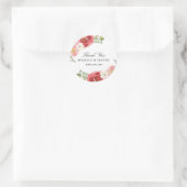 Roze en Rode Aquarel Bloem Dank U Ronde Sticker (Tas)