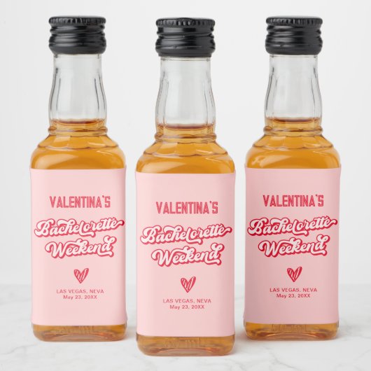 Roze en Rode Bachelorette Party Favor Likeurfles Etiket (Flessen)