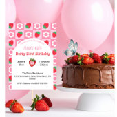 Roze en rode bessen eerste verjaardag Kaart – Keep