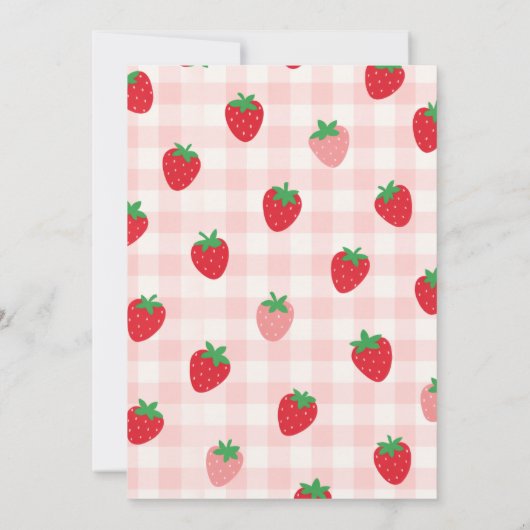 Roze en rode bessen eerste verjaardag uitnodiging (Achterkant)