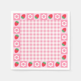 Roze en rode bessen eerste verjaardagsfeest servet