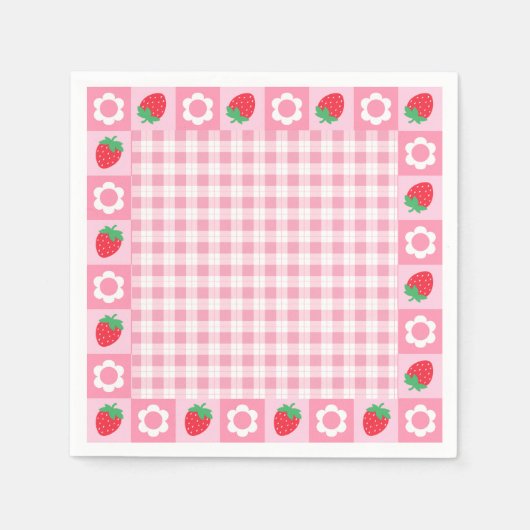 Roze en rode bessen eerste verjaardagsfeest servet (Voorkant)