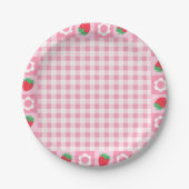 Roze en rode bessen eerste verjaardagsfeestje taar papieren bordje (Voorkant)