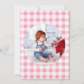 Roze en rode bessen eerste verjaardagsfeestje uitn kaart (Achterkant)