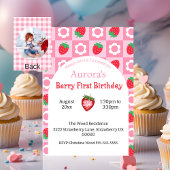 Roze en rode bessen eerste verjaardagsfeestje uitn kaart