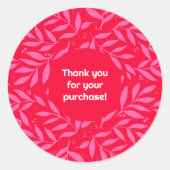 Roze en rode bladeren Dank u wel Ronde Sticker (Voorkant)