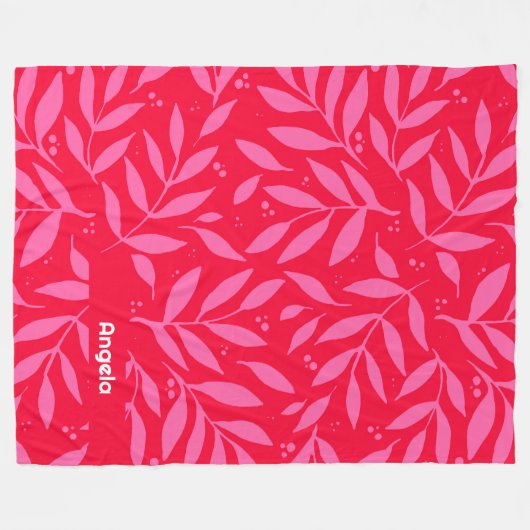 Roze en rode bladeren fleece deken (Voorkant (Horizontaal))