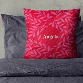 Roze en rode bladeren Naam Sierkussen