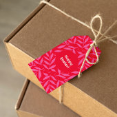 Roze en rode bladeren Pasen Cadeaulabel