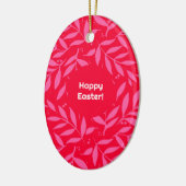Roze en rode bladeren Pasen Keramisch Ornament (Links)