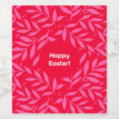 Roze en rode bladeren Pasen Wijn Etiket (Enkel label)