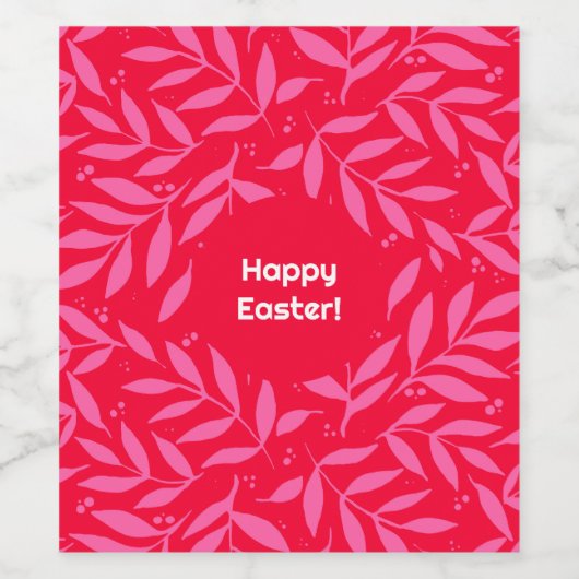 Roze en rode bladeren Pasen Wijn Etiket (Enkel label)