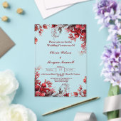 Roze en rode bloemen acryl bruiloft uitnodigingen (Insitu (Huwelijk))