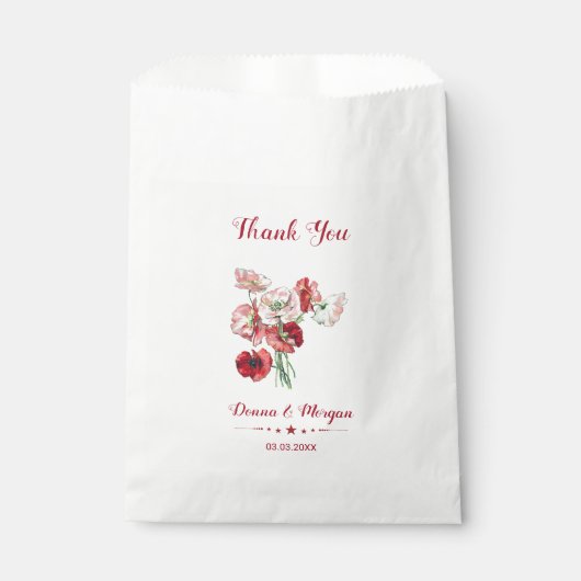 Roze en rode bloemen bedankzakje (Voorkant)