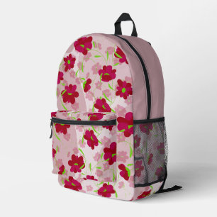 Roze en rode bloemen - Bloemen Bedrukte Rugzak