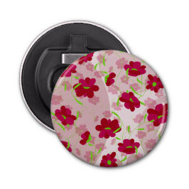 Roze en rode bloemen - Bloemen Button Flesopener