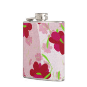 Roze en rode bloemen - Bloemen Heupfles (Links)