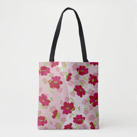 Roze en rode bloemen - Bloemen Tote Bag (Voorkant)