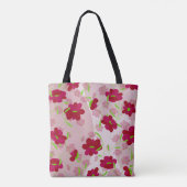 Roze en rode bloemen - Bloemen Tote Bag (Achterkant)