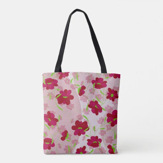 Roze en rode bloemen - Bloemen Tote Bag (Achterkant)
