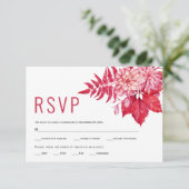 Roze en rode bloemen bloementeelt RSVP kaartje (Staand voorkant)