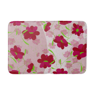 Roze en Rode Bloemen - Bloemmotief Badmat