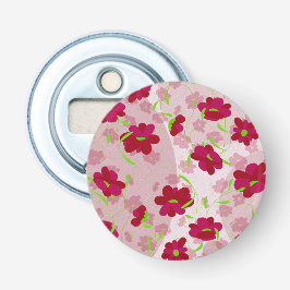 Roze en Rode Bloemen - Bloemmotief Button Flesopener
