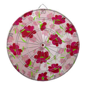 Roze en Rode Bloemen - Bloemmotief Dartbord