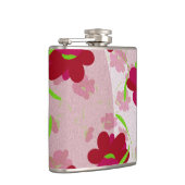 Roze en Rode Bloemen - Bloemmotief Heupfles (Rechts)