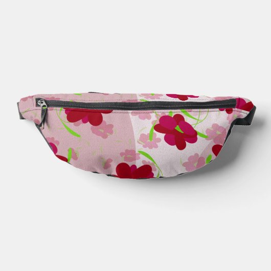 Roze en Rode Bloemen - Bloemmotief Heuptasje (Liggend)