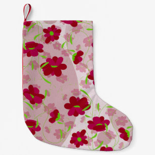 Roze en Rode Bloemen - Bloemmotief Kleine Kerstsok