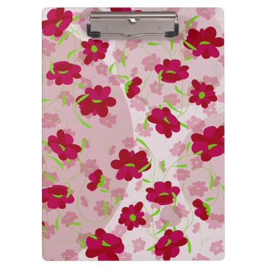 Roze en Rode Bloemen - Bloemmotief Klembord (Voorkant)