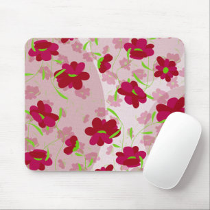 Roze en Rode Bloemen - Bloemmotief Muismat